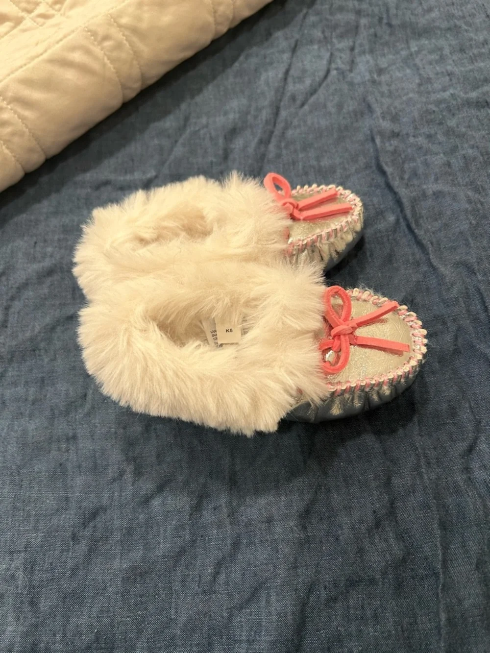 J. Crew Cream Faux-Fur Indoor Slippers